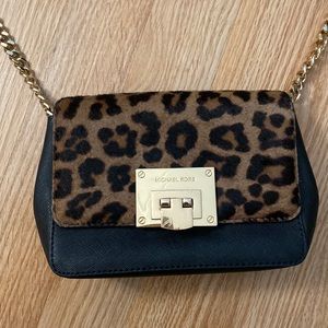 Michael Kors Small Crossbody Bag - Cheetah Print / Black / Gold